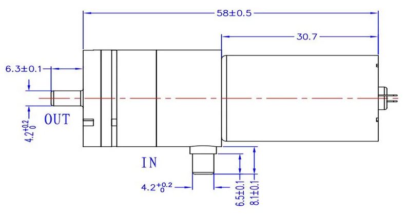 Mini vacuum luftpumpe - 12Vdc 280mA 2W (3,2L/min.)