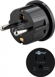 Rejseadapter - USA/Japan hun til CEE7/3 (EU) han, Sort