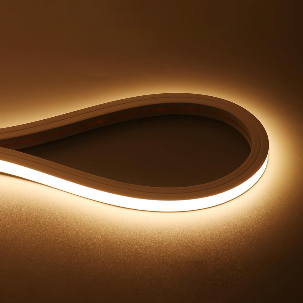 10m Varm hvid LED strip - Fleksibel neon flex belysning med 10x10 mm dimensioner, 10W/m, 24V, RA81