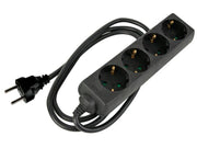 Stikdåse - 4 x CEE7/3 hun, 3G1.5mm², Sort (5m)