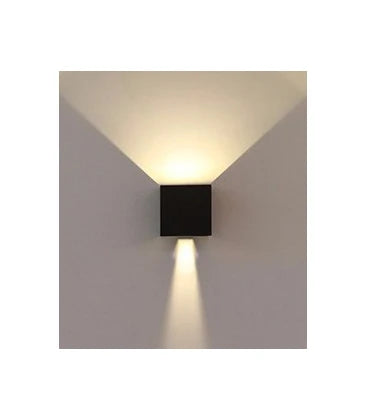 6W firkantet væglampe 3000K - Sort