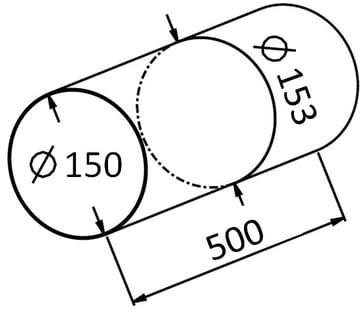 Rund Ø150 kanalrør L=0,5 m PVC