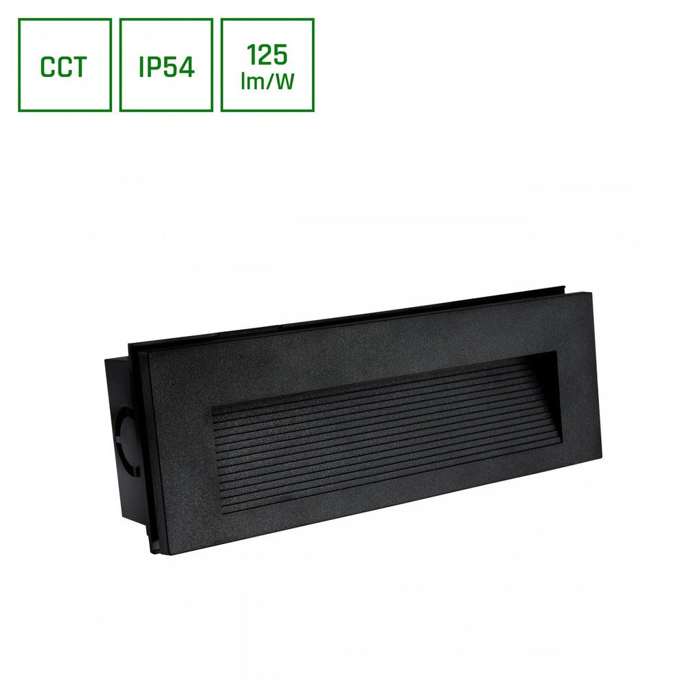 Asymmetrisk 6W Sort Nedsænket Facade Lampe - CCT 230V IP54 230x84x52mm RA80 250lm