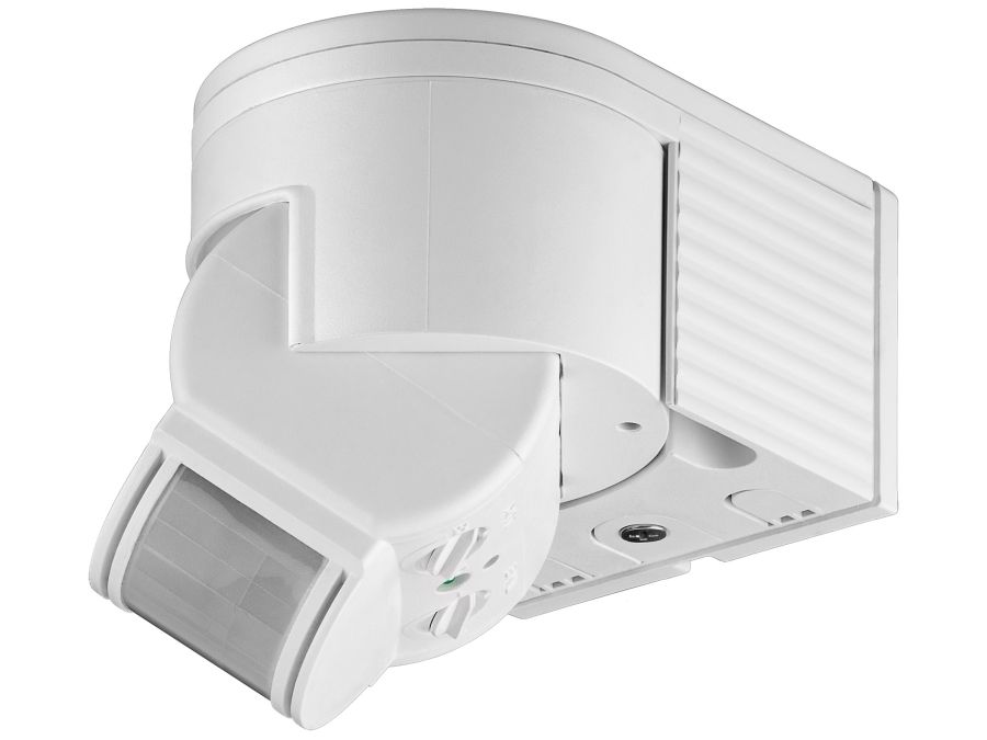 PIR bevægelsessensor - 230V/1200W 180° væg, LED ready, Hvid