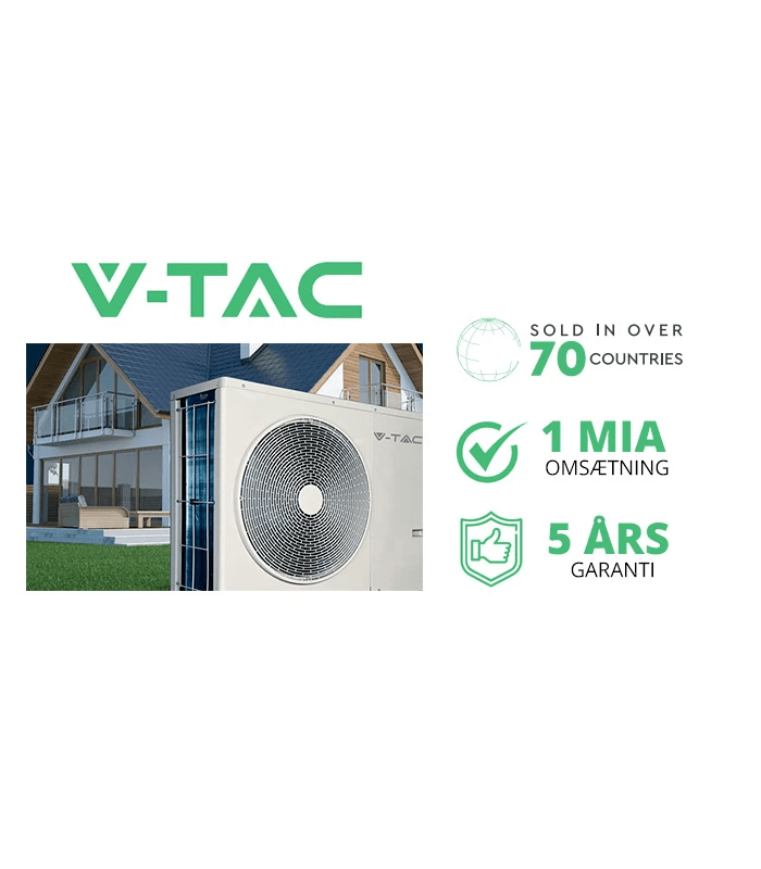V-TAC 12kW Monoblock Varmepumpe Luft/Vand