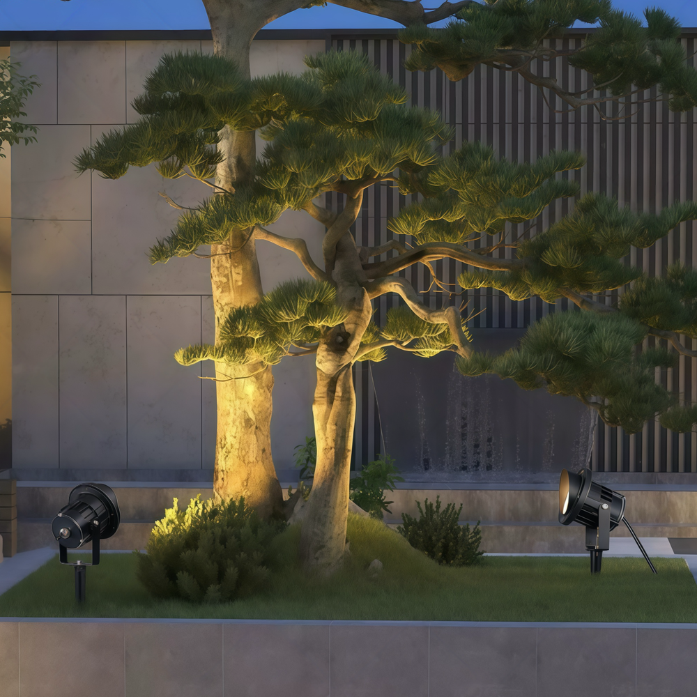 6W LED havelampe med spyd, sort finish, IP65-klassificeret, 12-24V, 450lm, erstatter 60W, RA82