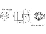 Piezo Lydgiver - 1,5Vac 10mA 88dB (til printmontage)