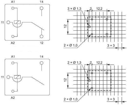Miniature relæ - 3VDC 10A, 1 x skifte (SPDT), 5-ben 2mm