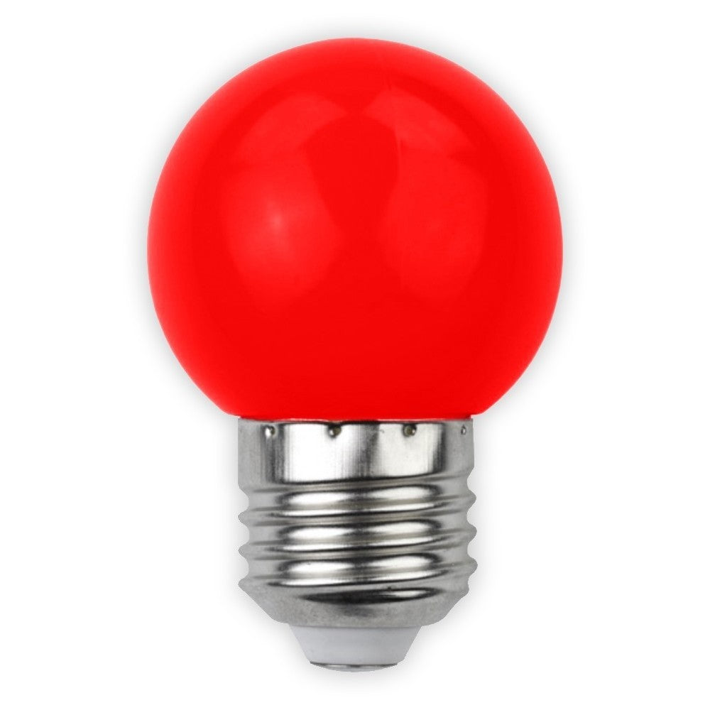 Rød 1W Farvet LED Kronepære - Matteret - Stor E27 Fatning (230V, 30lm, RA80)