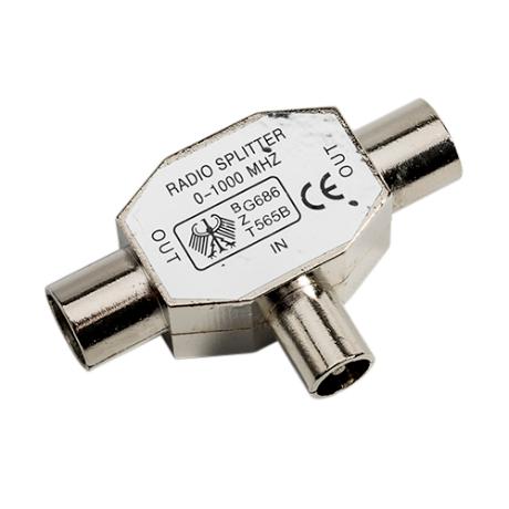 Coax dobbeltstik 2han + 1hun stål