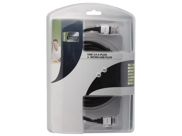 USB 3.0 kabel - A han til Micro B han, Sort - Prof. (1,8m)