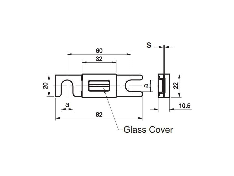 Autosikring m. gaffelterminaler - 250A / 48Vdc