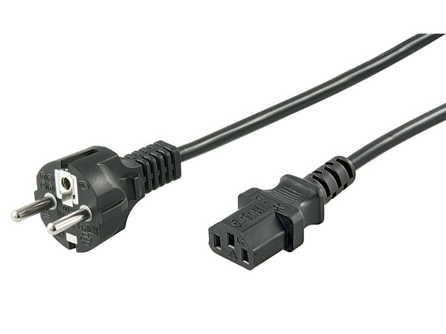 Strømkabel - CEE7/7 han til C13 (3pol AC hun), Sort (5m)