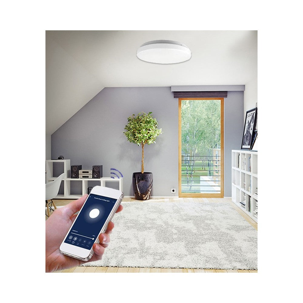 24W Smart Home rund LED loftslampe - Tuya/Smart Life, kompatibel med Google Home, Alexa og smartphones, diameter på 39cm, drift på 230V, giver en lysstyrke på 1700lm