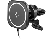 Magnetisk mobilholder m. QI-opladning + bil-vent. clip