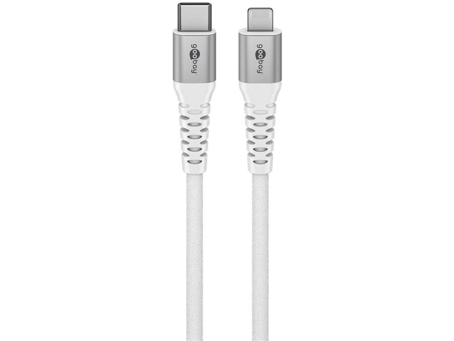 USB-C til Lightning Supersoft PD Tekstilkabel, 3A, Hvid (3m)