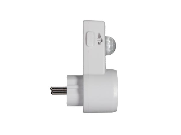 PIR bevægelsessensor - 160°, 2-9m, timer, til netstik, Hvid