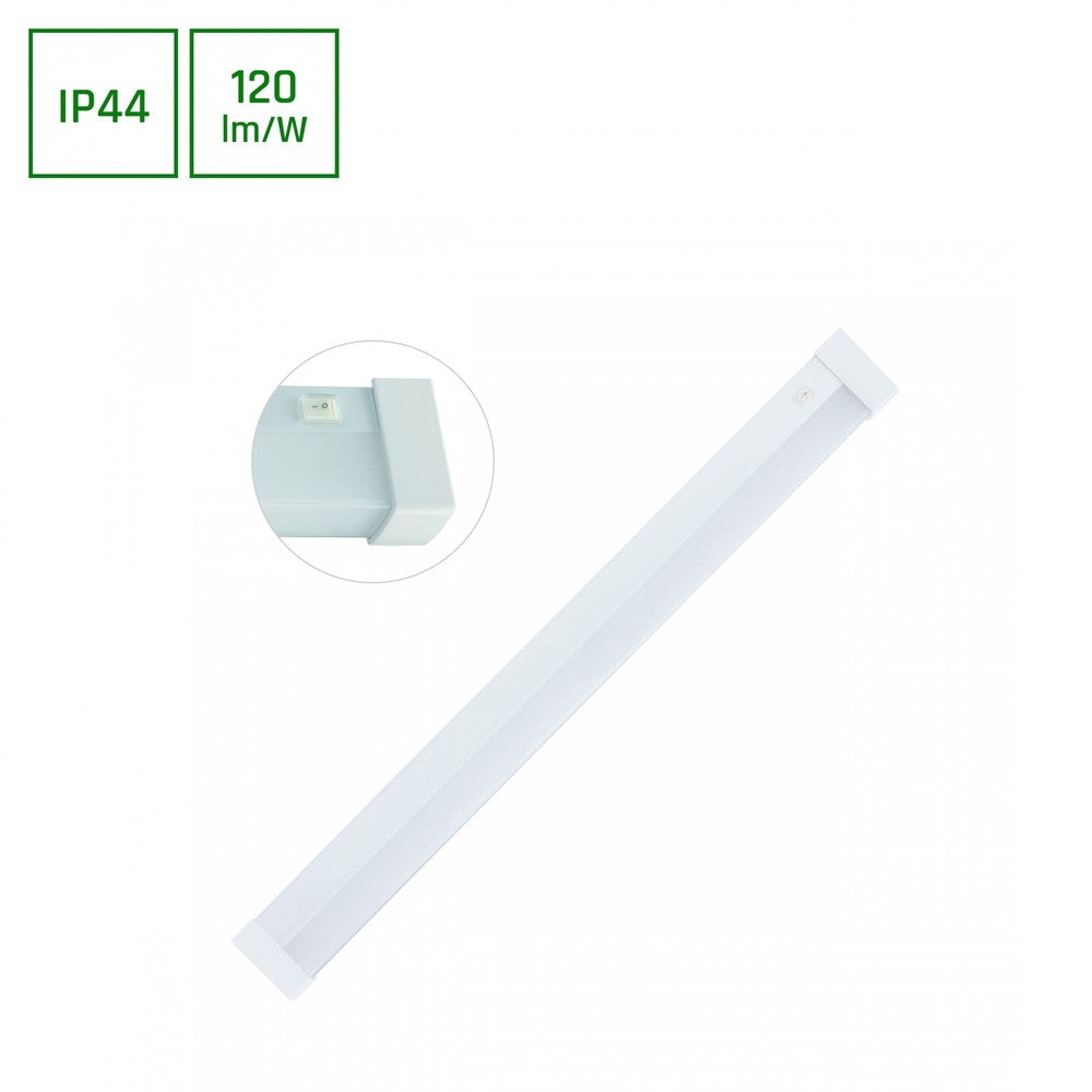 Aquatica 15W LED Væglampe - Varm Hvid 230V IP44 596x46x63 Hvid Firkantet Design med Switch