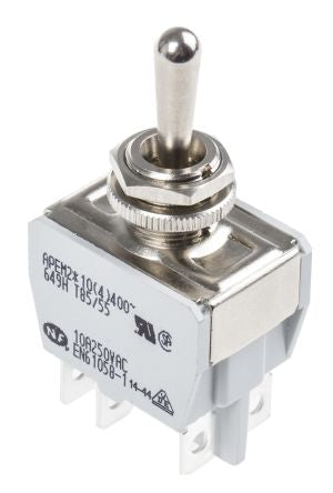 Vippekontakt - 2P ON-OFF-ON, 10A/250VAC, spadestik (Ø12,2mm)