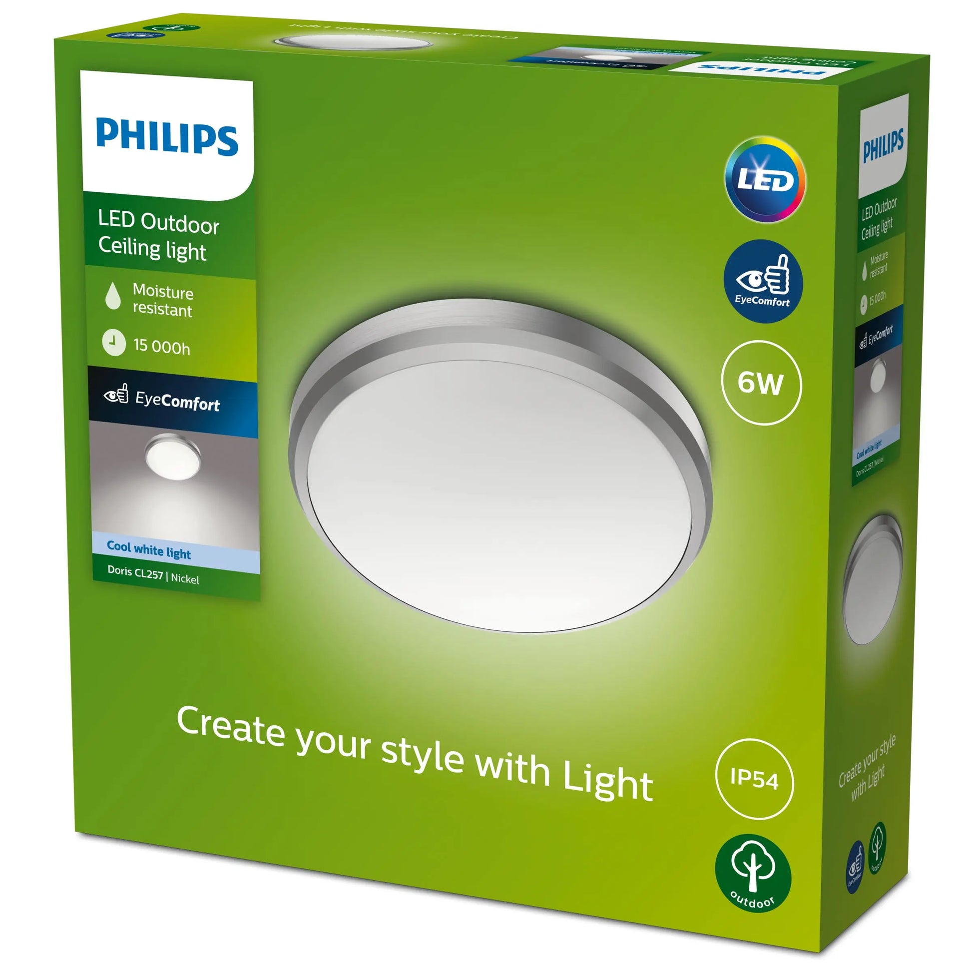 Doris Ceiling 6W 40K Nickel IP54 HV