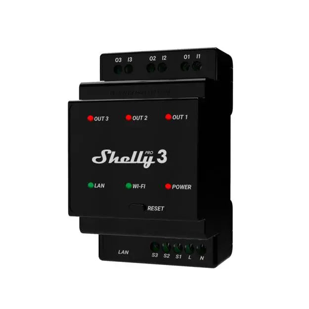 Shelly Pro 3 - WiFI relæ, 3 kanaler, potentialfrit