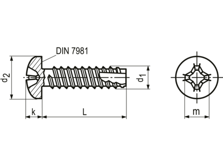 Selvskærende skrue, panhoved - 2,9 x 19mm, PH1 (50 stk.)