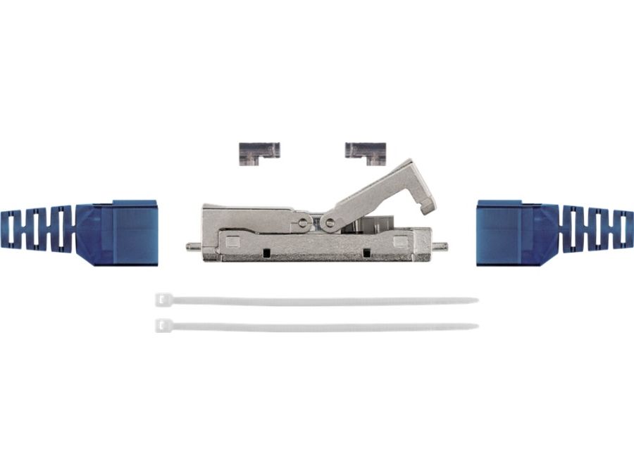 CAT6a kabelsamler - Skærmet, værktøjsfri, Blå hætter