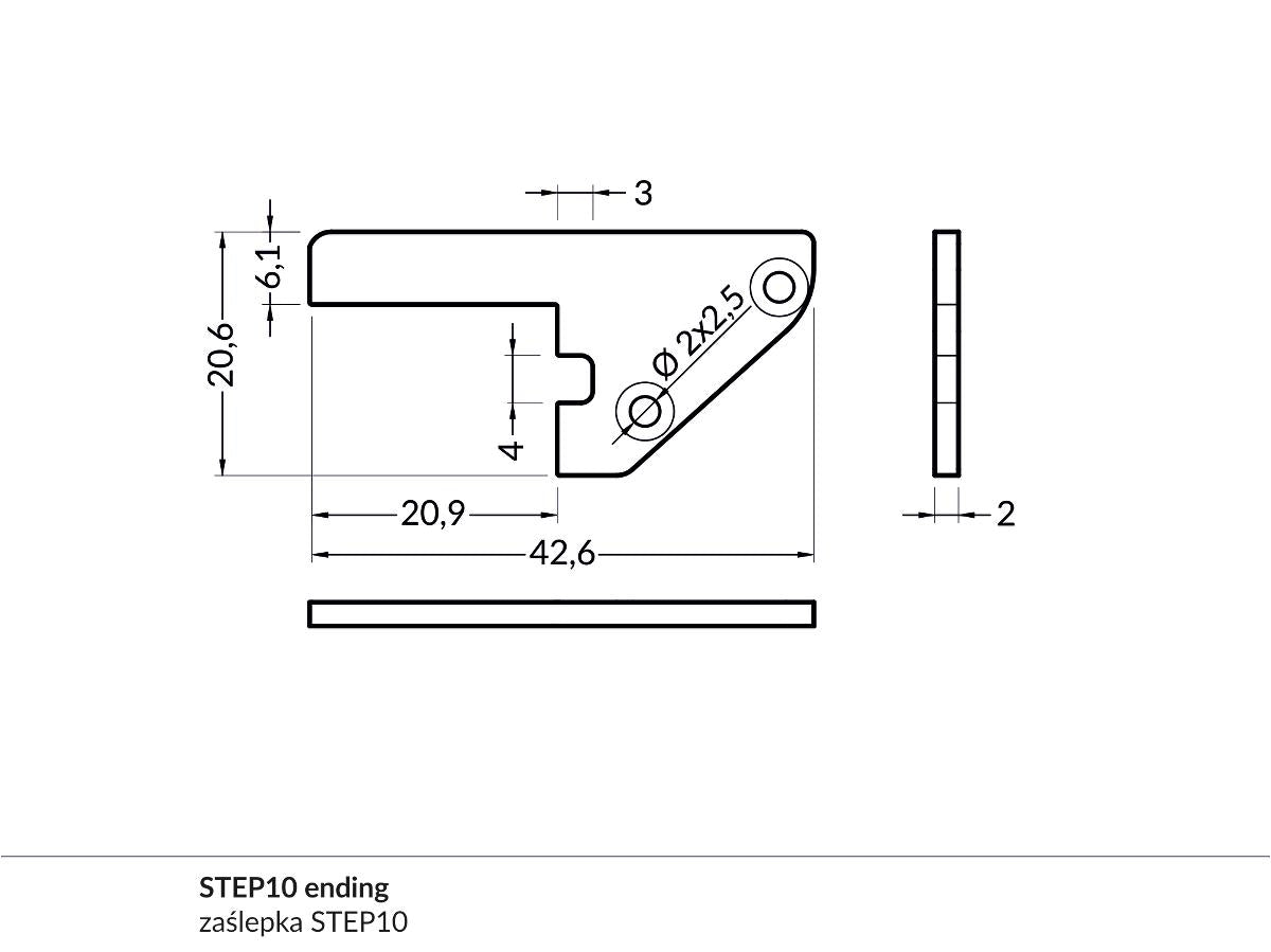 DIOFLEX Endestykke grå f/STEP10 2 stk.