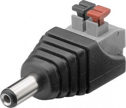 DC hanstik (5,5 x 2,1mm) m. klemmeterminaler