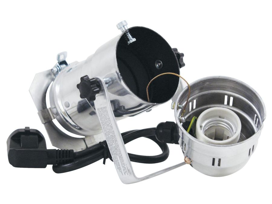 PAR20 lampehus - Krom, E27, kabel m. stik