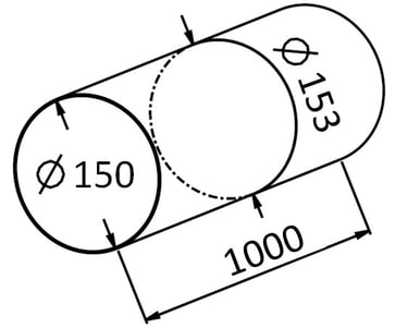 Rund Ø150 kanalrør L=1,0 m PVC