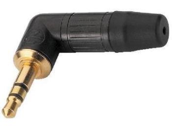 Neutrik - 3,5mm stereo JACK han, 90° (sort, guld)