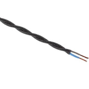 Stofledning, snoet, 2x0,75 mm², sort, S100