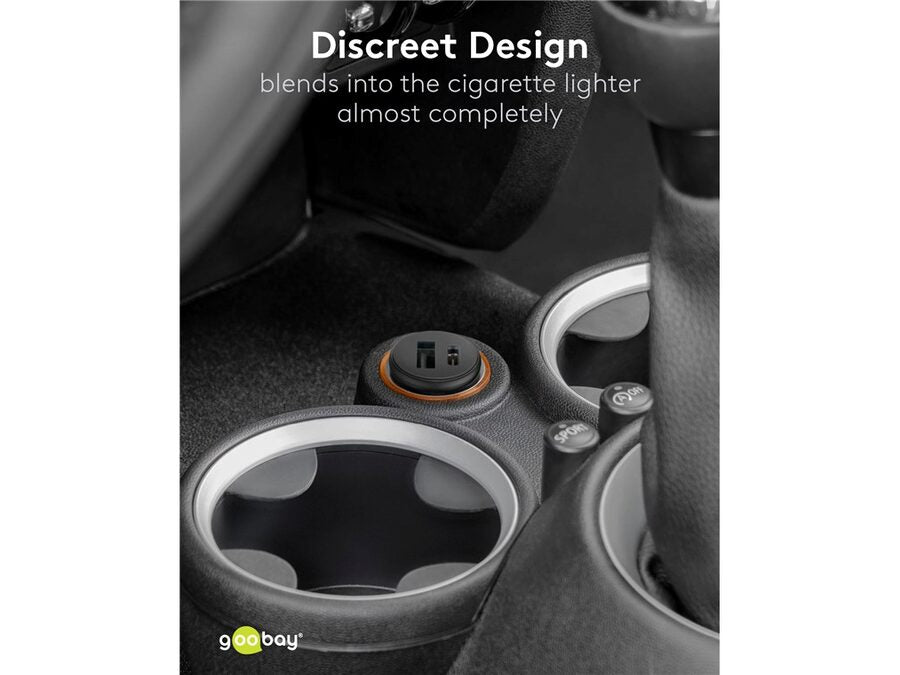 12/24V biladapter - 1 x USB-A, 1 x USB-C PD udtag, 45W