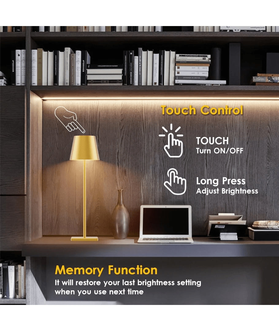 Opladelig LED bordlampe, Karry/guld, touch dæmpbar