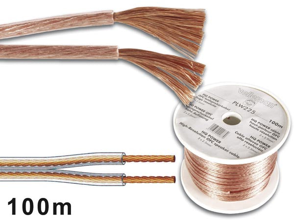 Højttalerledning - 2x1,5mm² CU, Transparent (metervare)