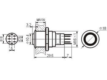 ProSwitch - Stålkontakt, 1P ON-ON Ø16mm RØD ring