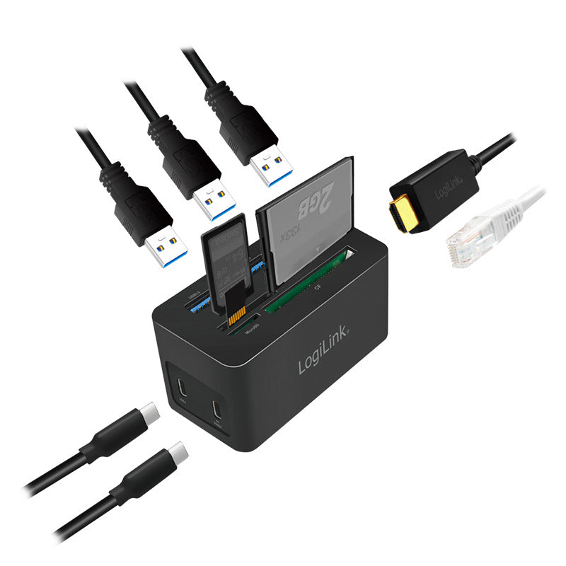 USB 3.2 10-ports dockingstation - USB, HDMI, RJ45, SD