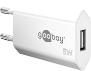 Netadapter - 100-240V til 5Vdc / 1A USB hun, Slim, Hvid