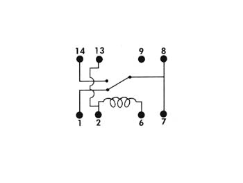 REED relæ - 12VDC / 0,5A maks. 10W, 1 x skifte (DIP14-8)