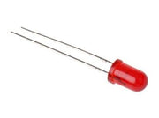 5mm 12V LED - Rund, RØD diffus + modstand (30mcd 30°)
