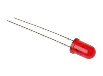5mm 12V LED - Rund, RØD diffus + modstand (30mcd 30°)