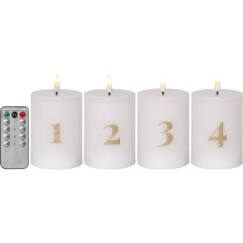 Star Trading Flamme advent bloklys med tal og fjernbetjening