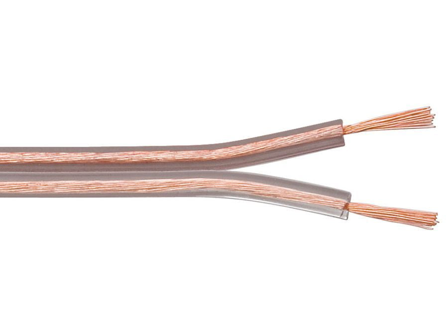 Højttalerledning - 2x0,75mm² CCA, Transparent (100m)