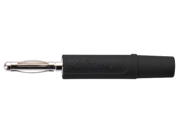 Bananstik - 2mm, 60Vdc / 10A, nikkel, Sort