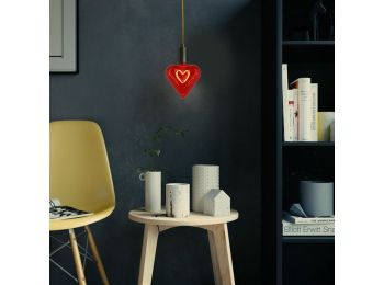 LED filament "Hjerte" pære - 240V 5W dæmpbar, Rød, E27