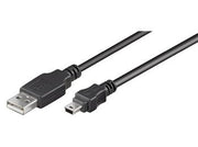 USB 2.0 kabel - A han til 5P mini B han, Sort (1,8m)