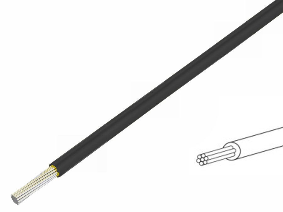 Silikoneledning - 2,5mm² trådet, 180°C Sort (metervare)