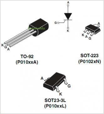 2N5064 Thyristor - 400V / 0,8A 200uA/g, TO92