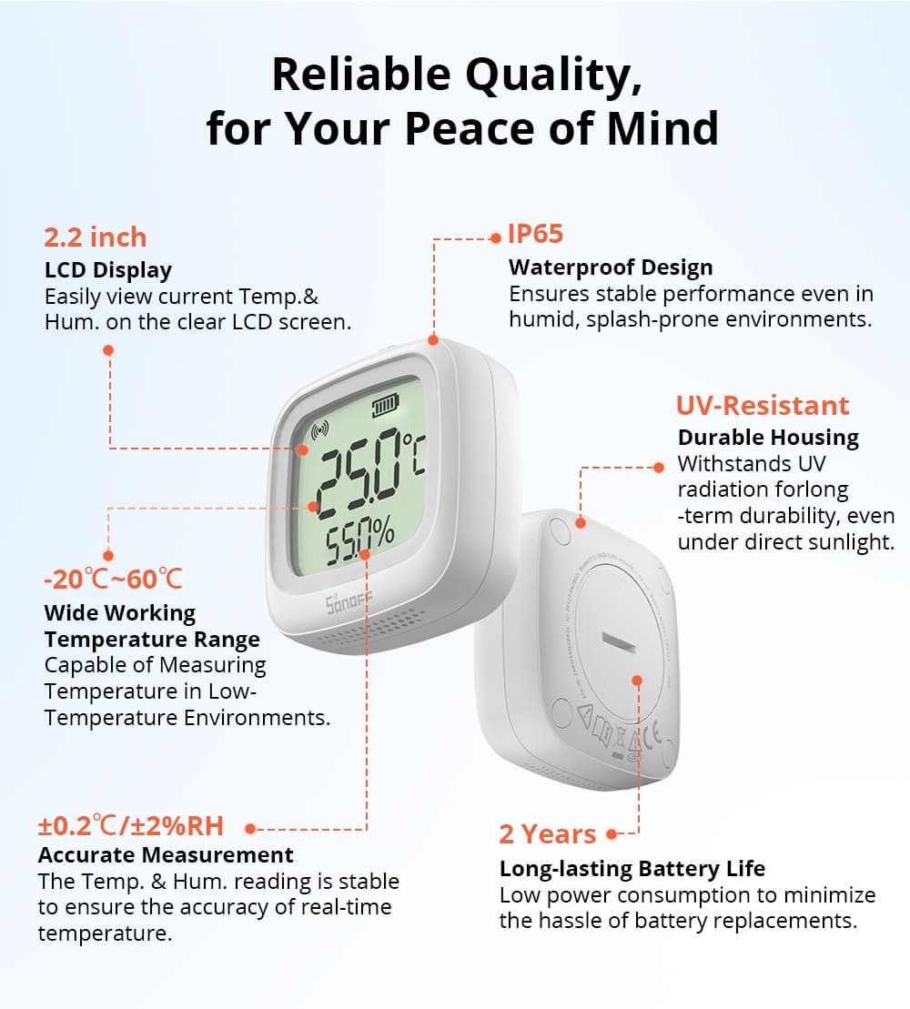 ZigBee SNZB-02WD - Temperatur- og Fugtighedssensor